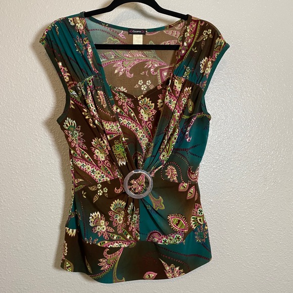 Tops - Vintage Y2K Fairycore Fairy Grunge Buckle Boho Hippie Paisley Earthy Top M